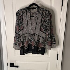 Lucky Brand Monochrome Striped Blouse